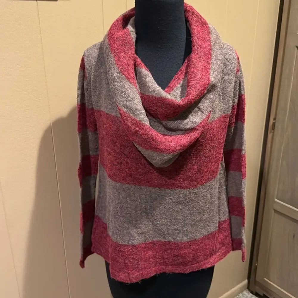 Free People super soft alpaca blend Lulu Rugby cowl neck slouch stripe sweater